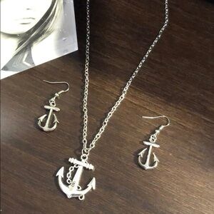 💖(G1) Silver Anchors ⚓️ Long Chain necklace set